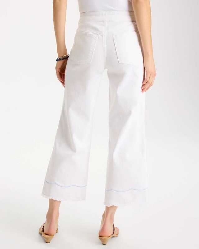 Pull-On Wide-Leg White Crop Jeans - image 3